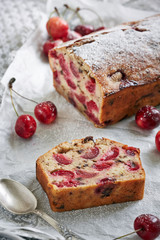 cherry pie sprinkled with sugar powder