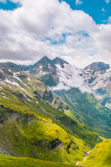 Fototapeta premium View from a bird's eye of Grossglockner High Alpine Road. Austria, Alps, Europe