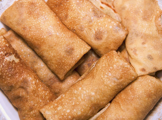 rolled pancakes stuffed with holiday carnival, breakfast delicio