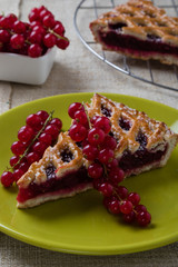 cherry pie on green plate