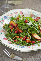 light salad with fruit and mushrooms