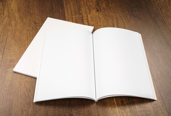 Blank catalog, magazines,book mock up on wood background