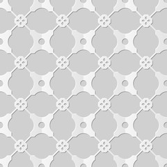 Fototapeta premium Vector damask seamless 3D paper art pattern background 187 Cross Polygon Flower 