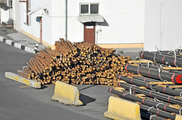 Stacked PVC pipe and lumber