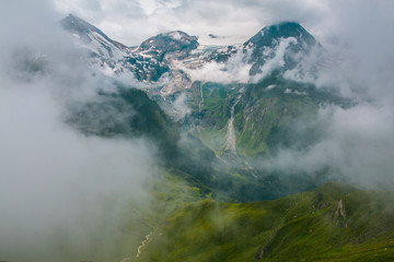 View from a bird's eye of Grossglockner High Alpine Road. Austria, Alps, Europe