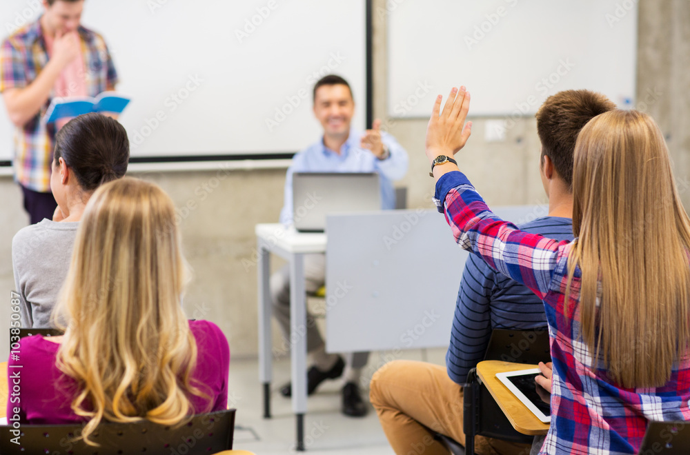 Wall mural group of students in lecture hall