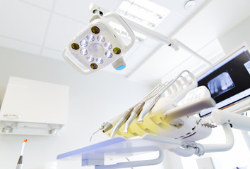 Fototapeta na wymiar close up of equipment at dental clinic office
