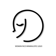Woman face minimalistic concept logo design.