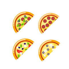 Pizza food circle. Vector set of pizza icons isolated on white b