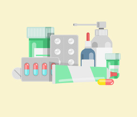 Pills against diseases vector set. Pills in your medicine chest.