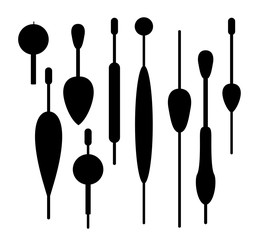 Fishing bobber vector set. Fishing tools illustration. Fishing b