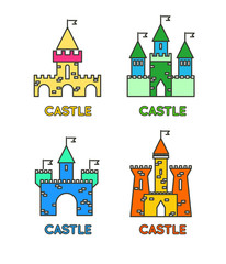 Obraz na płótnie Canvas Castle vector set. Castle tower vector logo. Castle turret with