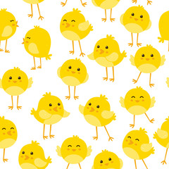 Seamless pattern with cute chickens