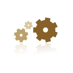 Icono aislado de engranaje. Símbolo de configuración o ajustes con reflejo