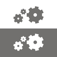 Icono de engranaje. Símbolo de configuración o ajustes en fondos blanco y negro