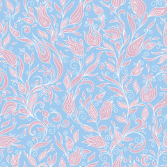 Seamless Pattern. Paisley Flowers Illustration Design