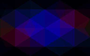 Multicolor dark blue, red polygonal design pattern, which consist of triangles and gradient in origami style.