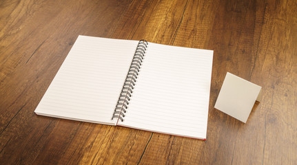Note book on a wooden desk