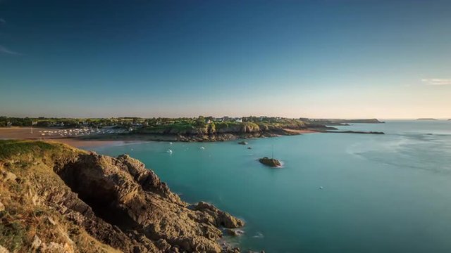 twilight famous private yacht port bay panorama 4k time lapse france
