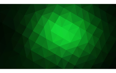 Dark green polygonal design pattern, which consist of triangles and gradient in origami style.