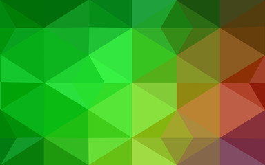 Fototapeta premium Multicolor dark red, green polygonal design pattern, which consist of triangles and gradient in origami style.