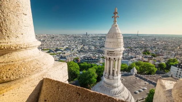 day basilica of sacre observation deck paris panorama 4k time lapse france
