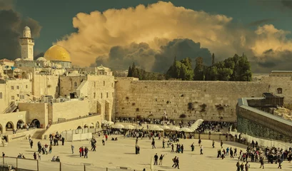 Papier Peint photo Temple Western Wall in Jerusalem is a major Jewish sacred place 