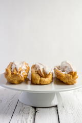 Dessert Eclair with whipped cream