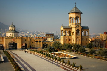 Fototapeta na wymiar Church Tbilisi The Sameba Cathedral City