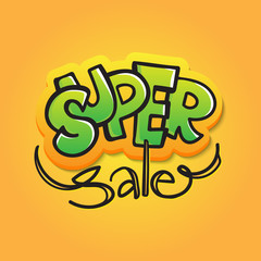Vector sale illustration in graffiti style. Doodle discount banner