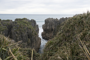 Pancakes rocks en la costa oeste de Nueva Zelanda