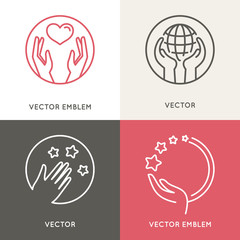 Fototapeta premium Vector charity and volunteer concepts and logo design elements i