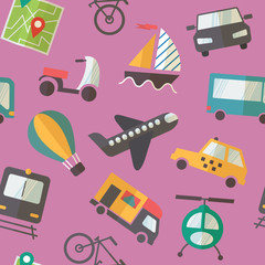 transportation seamless pattern for wrapping paper, children textile etc, flat design vector