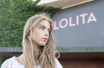 Blond, blueeyed girl in the sun