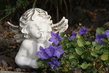 engel, blumen, garten, figur, statue, dekoration