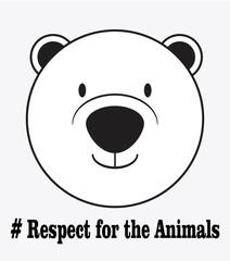 respect for the animals, head in white color background