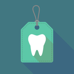 Long shadow label icon with a tooth