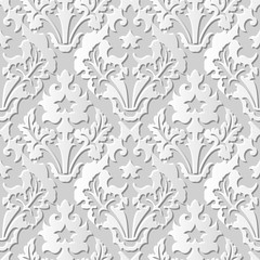 Vector damask seamless 3D paper art pattern background 200 Vintage Leaf
