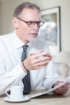  Mature businessman with glasses explane