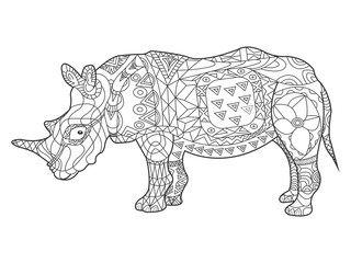 Rhinoceros coloring book for adults vector