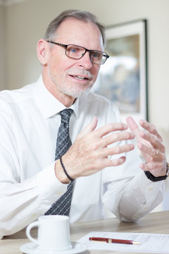  Mature businessman with glasses explane