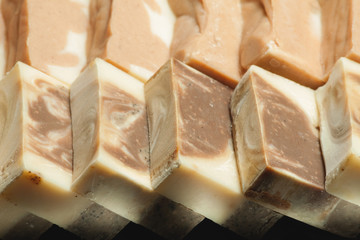 Organic handmade soap. Organic soap close-up.