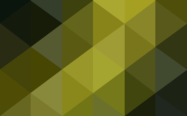 Multicolor dark green, yellow, orange polygonal design pattern, which consist of triangles and gradient in origami style.