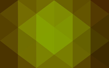 Multicolor dark green, yellow, orange polygonal design pattern, which consist of triangles and gradient in origami style.