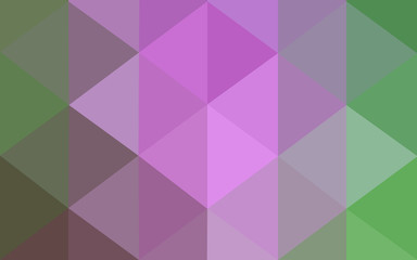 Multicolor pink, green polygonal design pattern, which consist of triangles and gradient in origami style.