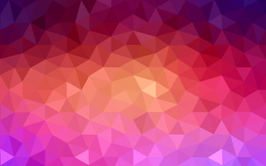 Multicolor pink, yellow polygonal design pattern, which consist of triangles and gradient in origami style.