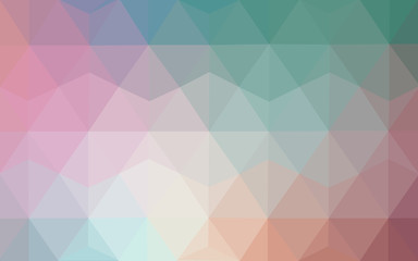 Multicolor red, green polygonal design pattern, which consist of triangles and gradient in origami style.