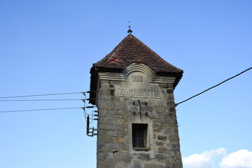 Ried in der Riedmark, Trafostation, Transformator, 1922, Trafo, Turm, Steinturm, Strom