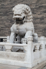 Sculpture of Asian animal at Tiananmen Square, Beijing,  China
