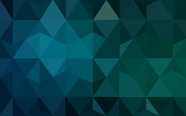 Multicolor dark green, blue polygonal design pattern, which consist of triangles and gradient in origami style.